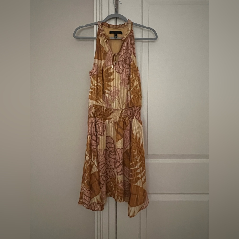 White House Black Market High Low Dress in Pink and Brown